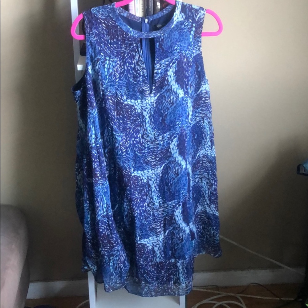 Rachel Zoe Blue Multi Sleeveless Retro Dress Silk